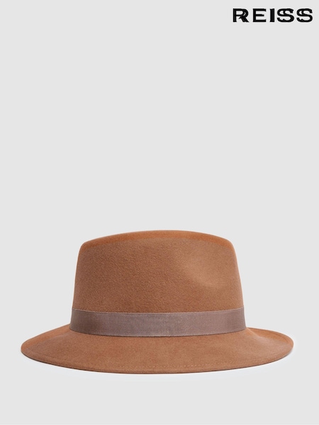 Reiss Camel Ally Wool Fedora Hat (N44708) | €95