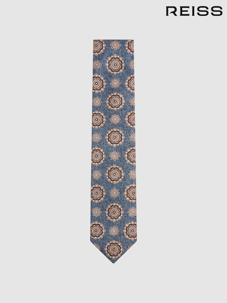 Azul melange - Reiss Vulcano Silk Medallion Tie (N44719) | 95 €