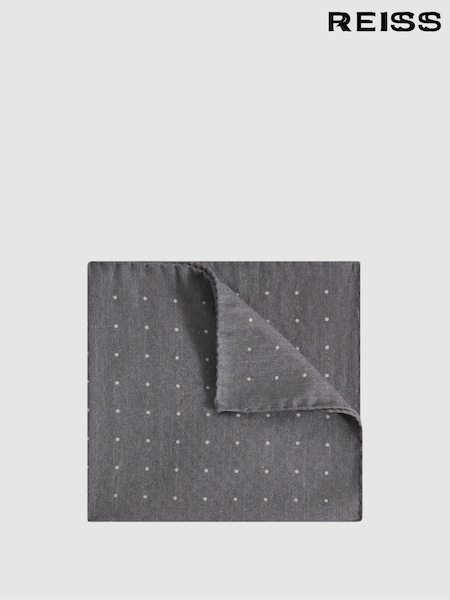 Reiss Soft Grey Tuscan Cotton-Wool Polka Dot Pocket Square (N44728) | SGD 105