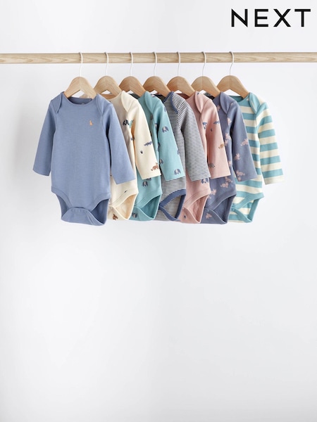 Teal Blue Long Sleeve Baby Bodies 7 Pack (N44803) | €21 - €23