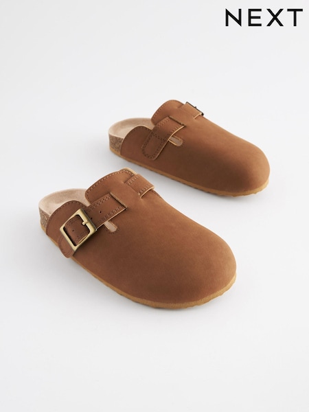 Tan Brown Leather Slip-On Clog Mules (N44820) | €7 - €9