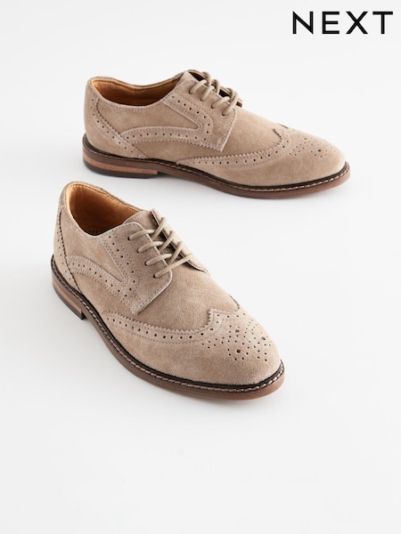 Sand Brown Suede Brogue Lace-Up Shoes (N44904) | €17 - €21