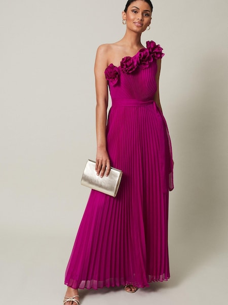 Phase Eight Purple Minnie One Shoulder Pleated Maxi Dress (N45056) | €110