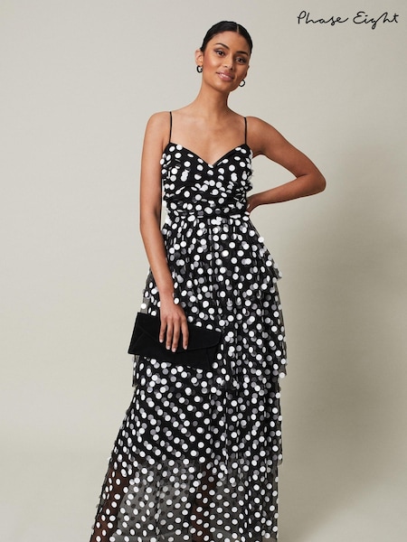 Phase Eight Black Polka Dot Avianna Tulle Maxi Dress (N45067) | €173