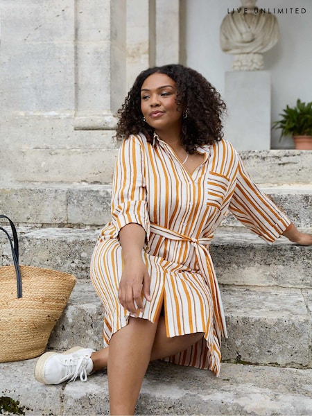 Live Unlimited Natural Stripe Shirt Dress (N45102) | €42