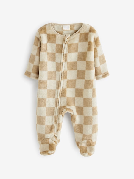 Neutral Checkerboard Baby Fleece Sleepsuit (N45119) | €11 - €13