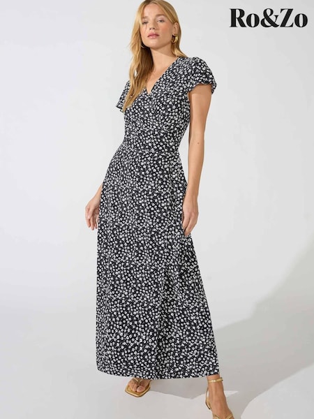Ro&Zo Wrap Black Midi Dress (N45265) | €50
