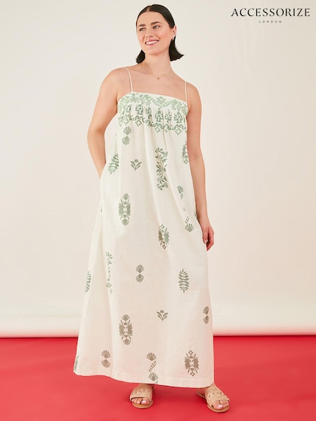 Accessorize Natural Ornamental Print Open Tie Back Maxi Dress (N45531) | 42 €