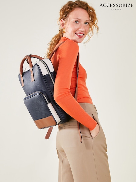 Accessorize Blue Pocket Top Handle Backpack (N45560) | €48