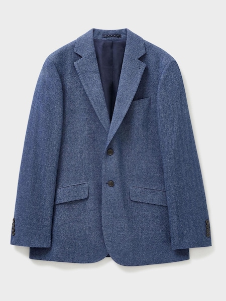 Crew Clothing Company Mid Blue Herringbone Wool Classic Blazer (N45789) | €114