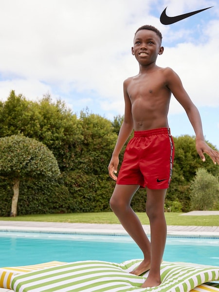 Czerwony - Nike Swim Logo Tape 4 Inch Volley Shorts (N45880) | 145 zł