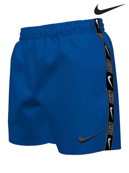 Nike Blue Swim Logo Tape 4 Inch Volley Shorts (N45881) | €30