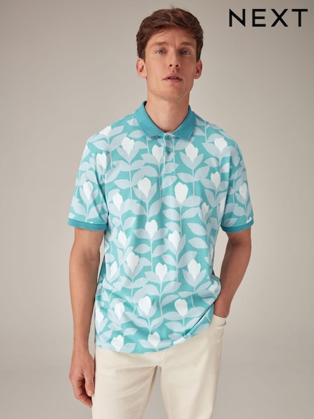Blue Scion Print Polo Shirt (N46060) | €14.50