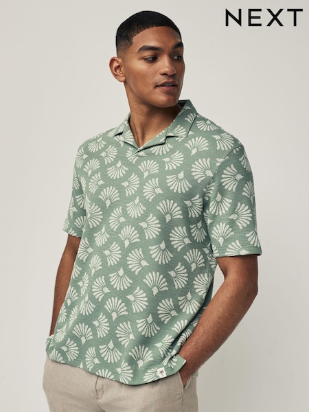 Green/White Textured Print Polo Shirt (N46061) | €6