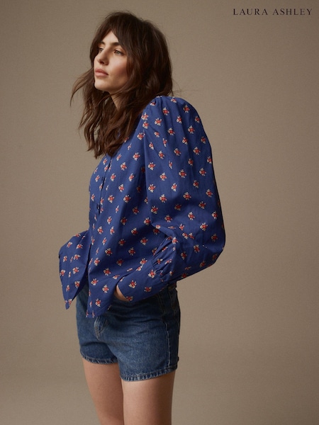 Laura Ashley Blue Puff Sleeve Shirt (N46129) | €19