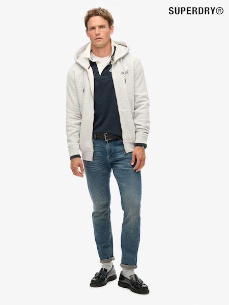 Superdry Grey Glacier Marl Essential Logo Zip-Up Hoodie (N46359) | 136 QAR