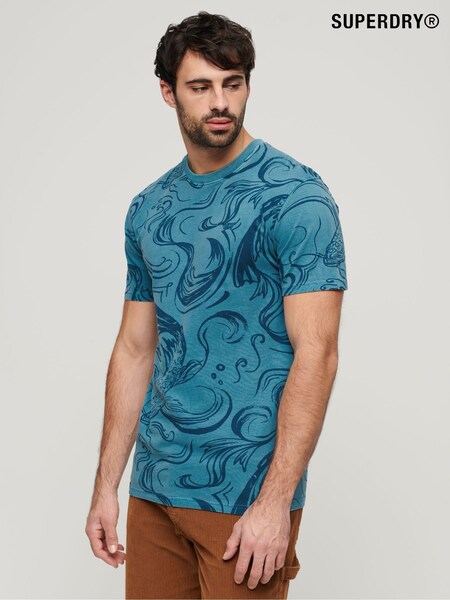 Superdry Blue Vintage Overdye Printed T-Shirt (N46381) | 43 SAR