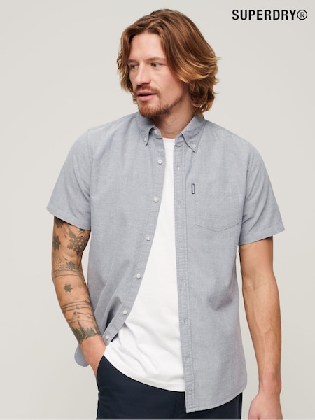 Superdry Grey 100% Cotton Vintage Oxford Short Sleeved Shirt (N46448) | €27