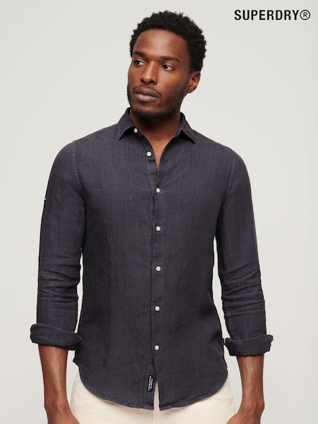 Superdry Grey Studios Casual 100% Linen Long Sleeved Shirt (N46449) | €41.50