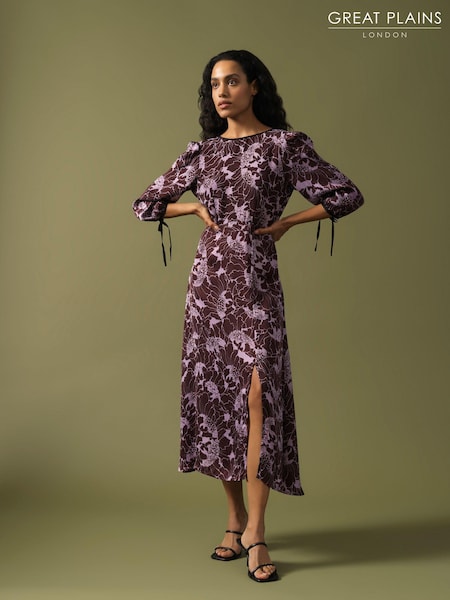 Great Plains Purple Mono Poppy Tie Back Dress (N46467) | €65