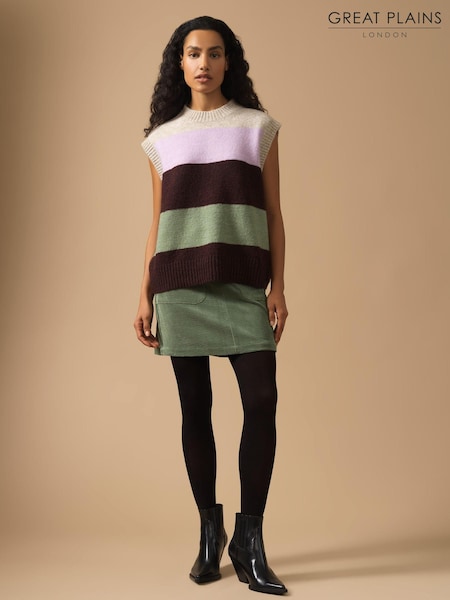Great Plains Natural Winter Stripe Knit Sleeveless Jumper (N46474) | €41.50