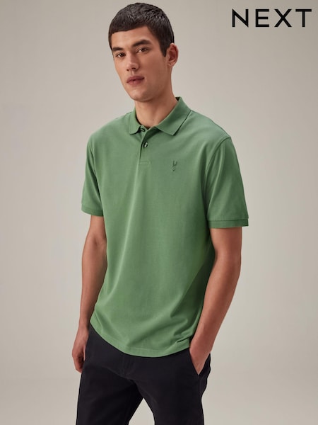 Green Regular Fit Short Sleeve Pique Polo Shirt (N46533) | €21