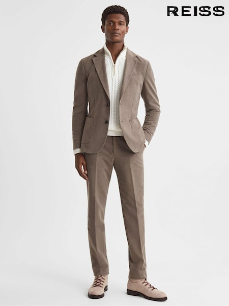 Reiss Mushroom Wall Slim Fit Single Breasted Moleskin Blazer (N46557) | €505