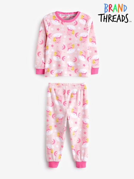 Brand Threads Pink Peppa Pig Girls Fleece Pyjamas Set (N46603) | €23