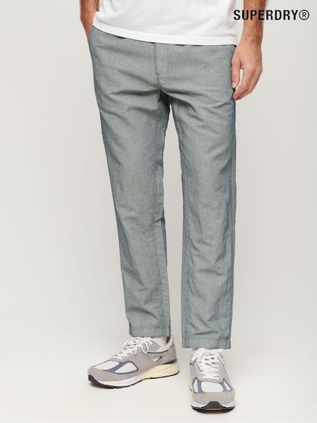 Superdry Grey 100% Cotton Drawstring Linen Trousers (N46679) | €38
