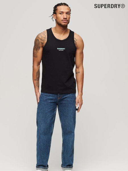 Superdry Black 100% Cotton Sportswear Logo Relaxed Vest (N46718) | €9