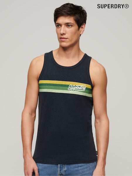 Superdry Blue Cali Striped Logo Vest (N46781) | € 9