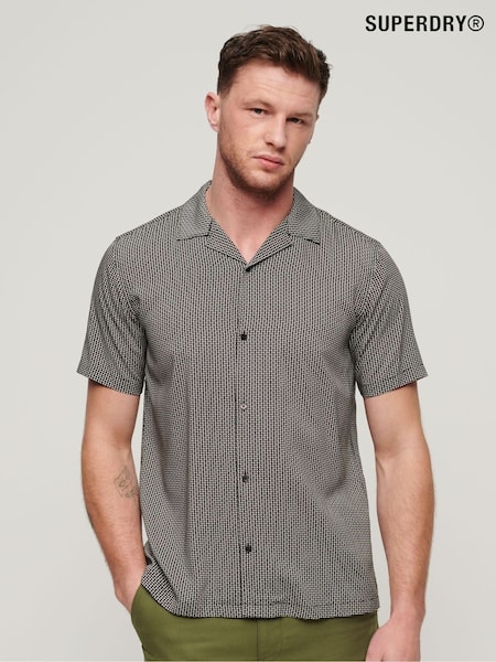 Superdry Black Short Sleeve Revere 70s Shirt (N46793) | 49 QAR