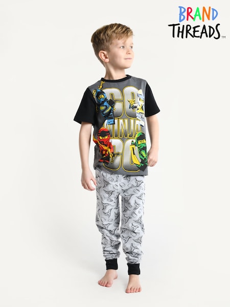 Brand Threads Black Chrome Boys 100% Cotton LEGO Ninjago Pyjamas Set (N46912) | €24