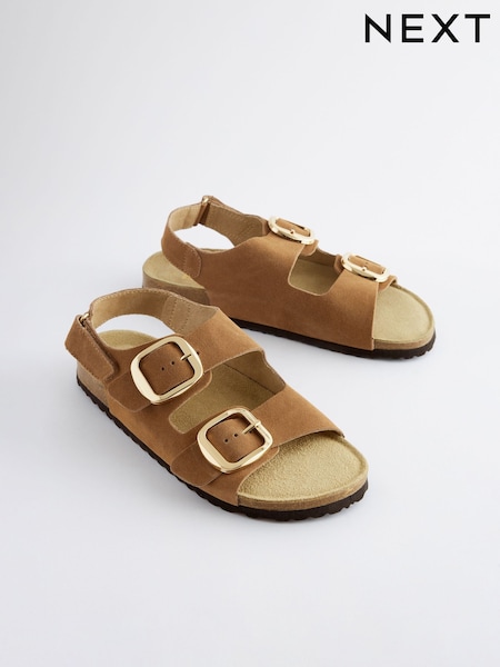 Golden Tan Back Strap Leather Footbed Sandals (N46977) | AED71
