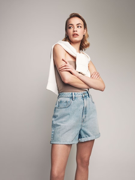 The Set Blue/White 2 Pack Mom 100% Cotton Denim Shorts (N46990) | €23