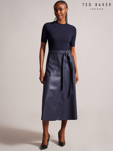 Ted Baker Blue Matiar Short Sleeve A-Line Midi Dress (N47042) | €159