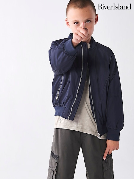 River Island Blue Boys Nylon Bomber Jacket (N47164) | AED204
