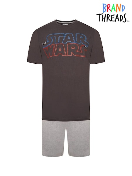 Brand Threads Grey Mens Star Wars 100% Cotton Short Pyjamas Set (N47285) | €26