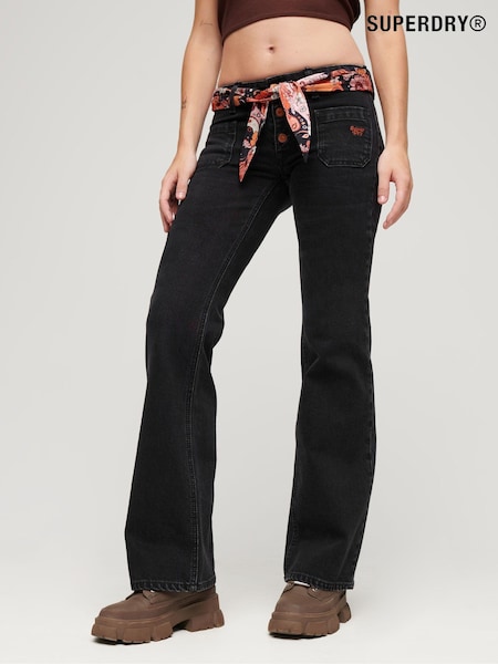 Superdry Black Slim Cotton Vintage Low Rise Flare Jeans (N47305) | €56