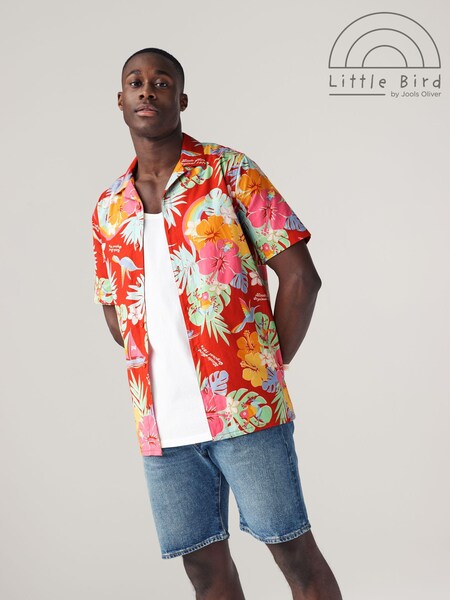 Little Bird by Jools Oliver Red Adults 100% Cotton Multi Hawaiian Resort Shirt (N47365) | €18