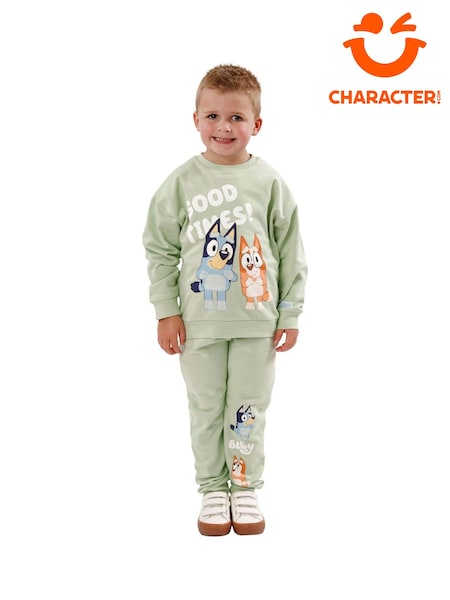 Character Green 100% Cotton Bluey Good Times Sweatshirt & Joggers Set (N47371) | €33