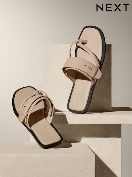 Bone Premium Leather Forever Comfort® Cross Toe Post Sandals (N47392) | €16