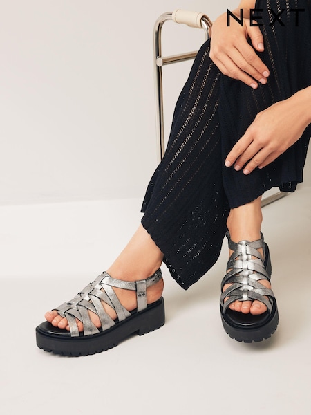 Pewter Forever Comfort® Chunky Strappy Sandals (N47461) | €15