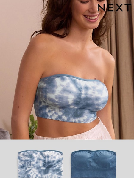 Темно-синий с принтом тай-дай/синий - Seamfree Bandeau Bras 2 Pack (N47489) | €15
