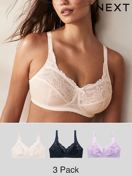 PurpuriuCream/bleumarin Albastru/lila - Total Support Full Cup Lace Ultimate Comfort Bras B-H 3 Pack (N47494) | 176 LEI