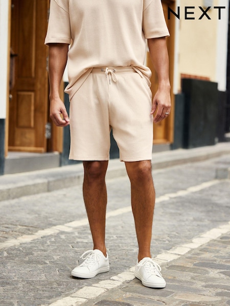 Ecru White Jersey Waffle Shorts (N47701) | €8
