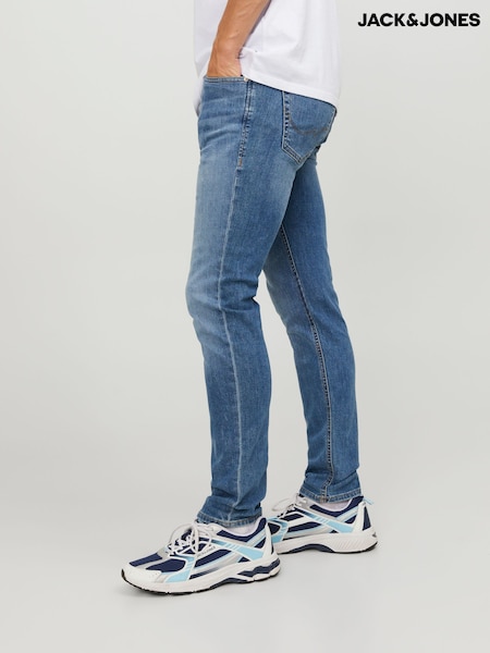 Blå Distressed Wash - Jack & Jones Glenn Slim Fit Jeans (N47915) | kr740