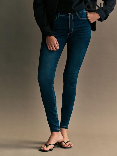 Albastru - Only Royal Talie înaltă Mulați/Elastici 100% Cotton Blugi skinny (N47929) | 93 LEI