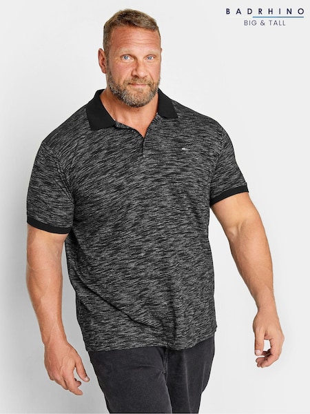BadRhino Big & Tall Black Injected Jersey Polo Shirt (N48098) | 109 QAR