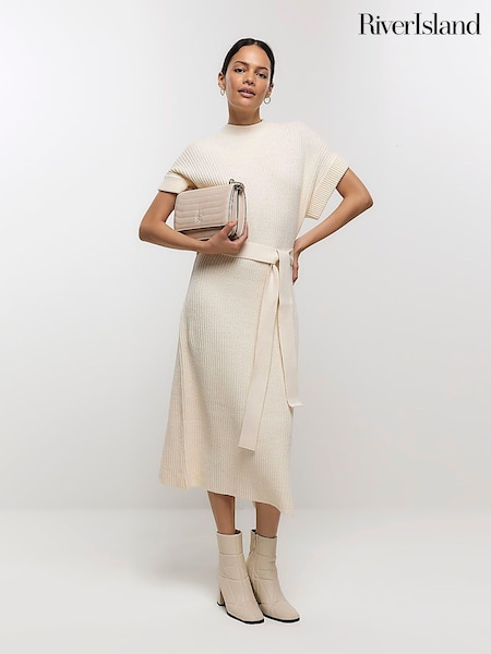 River Island Cream Roll Neck Midi Dress (N48108) | €49